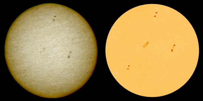Sonnenprojektion mit SOHO Vergleichsbild